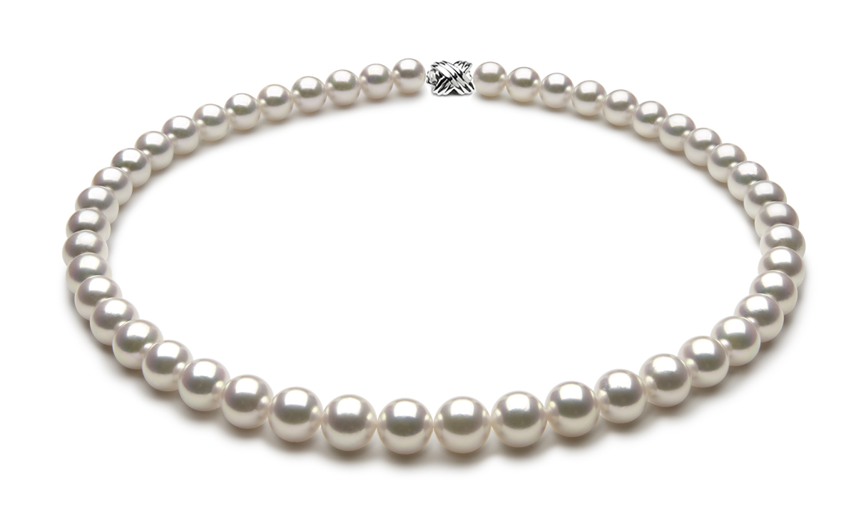 TRUE AAA Quality 9 x 9.5mm White Akoya Cultured Pearl Necklace
