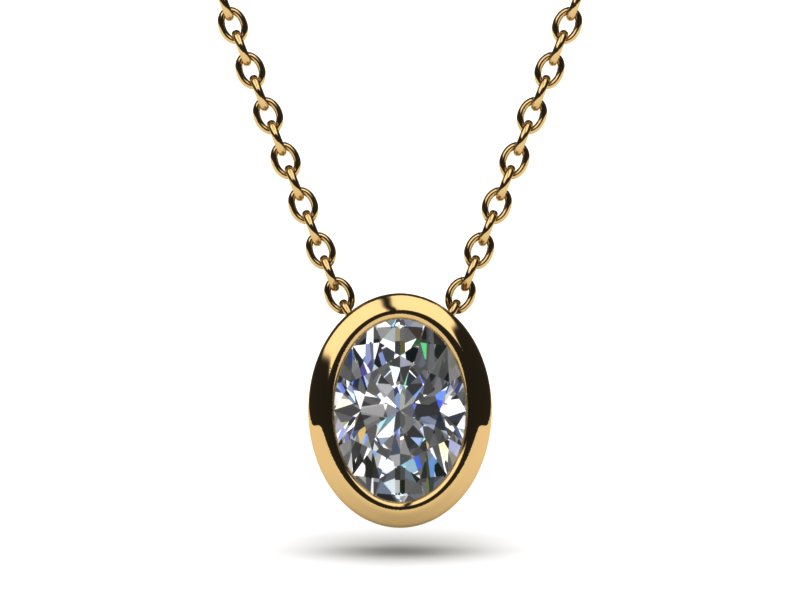 18K Yellow Gold Bezel Set Oval Pendant