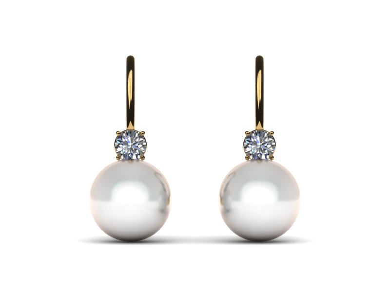 South Sea Pearl Earring Diamond Lever 