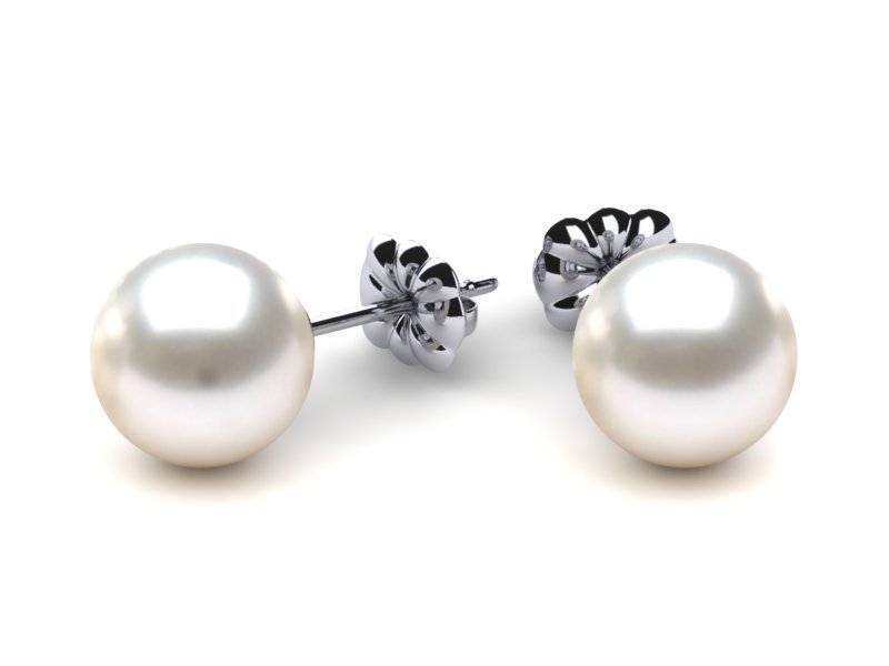 Alida 8mm Natural White Freshwater Pearl Sterling Silver Stud Earrings 
