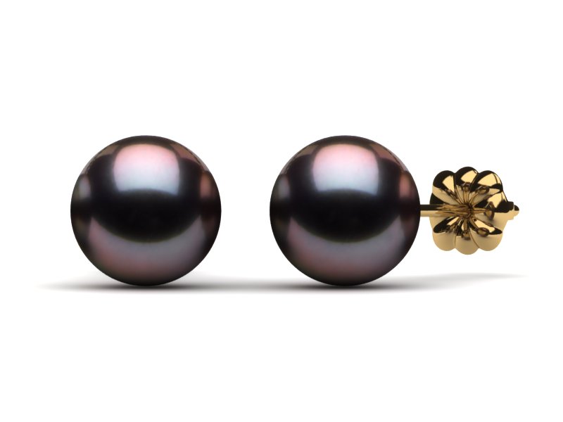 8mm Tahitian Pearl Aubergine Earring 