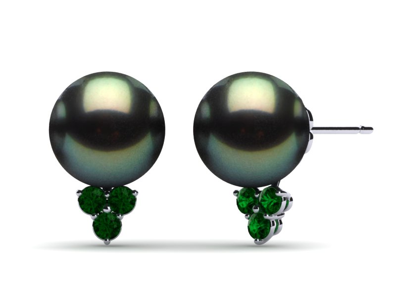 Tahitian Pearl & Emerald Princess Point Earring