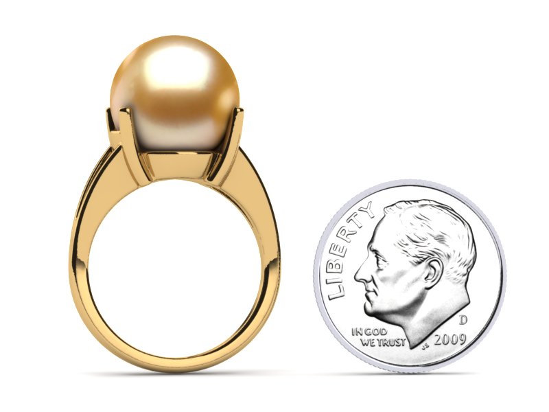 Golden Pearl Prong Style Ring 