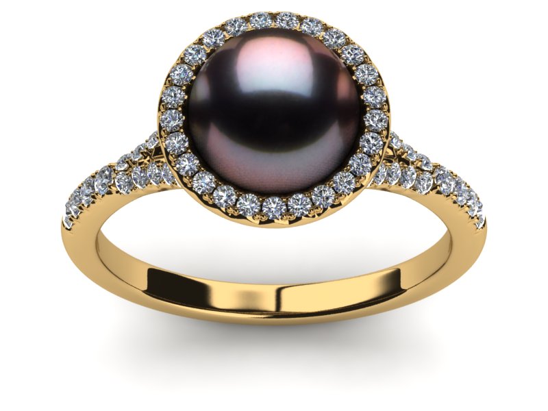 Tahitian Aubergine Pearl & Diamond Unity Ring