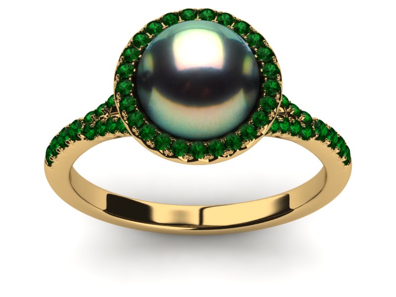 Tahitian Peacock Pearl & Emerald Unity Ring
