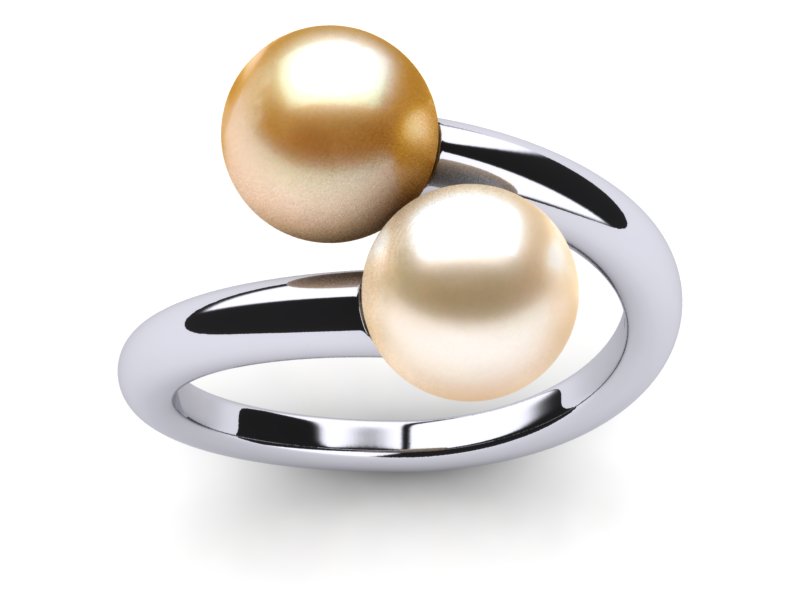 Golden & Light Cream South Sea Pearl Twin Ring
