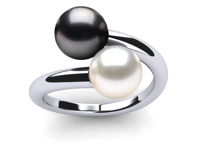 Tahitian Pearl Twin Yin Yang Ring