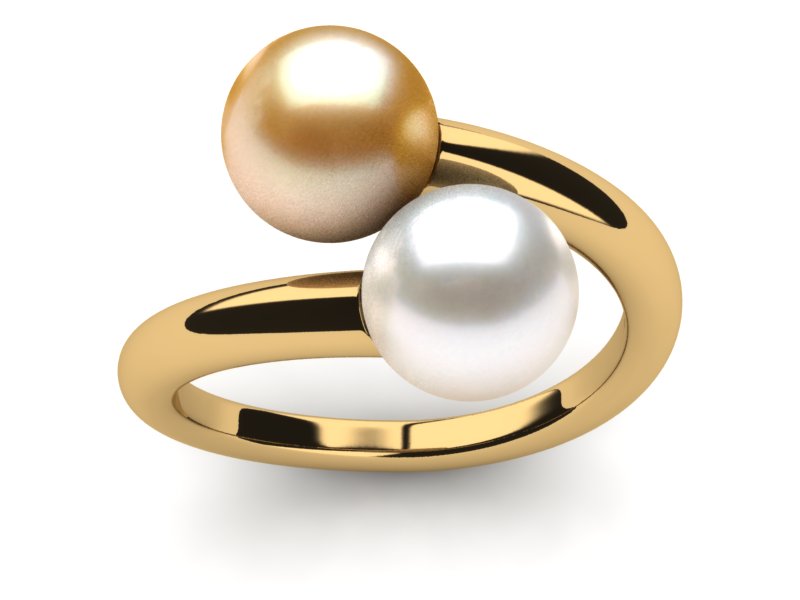 Golden & White South Sea Pearl Twin Ring