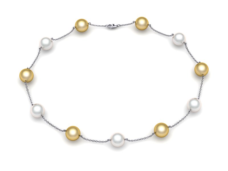 Tin Cup Pearl Necklace 2 Color Choker 