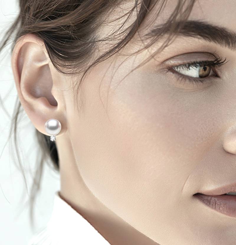 Natural South Sea White Pearl Stud Earrings – 10-11mm Button Shape, Screw Back, Nickel-Free