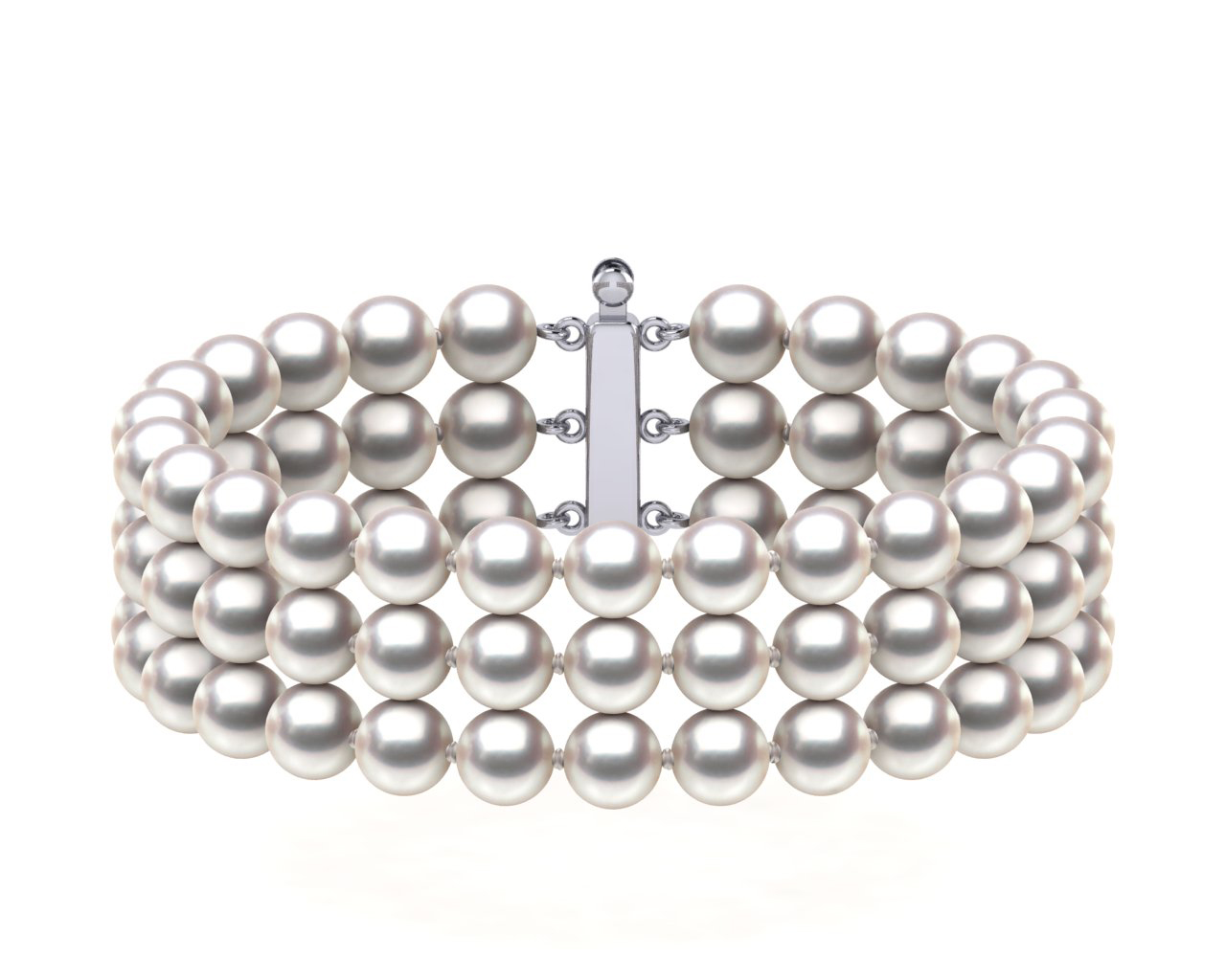 White Akoya Triple Strand Bracelet 