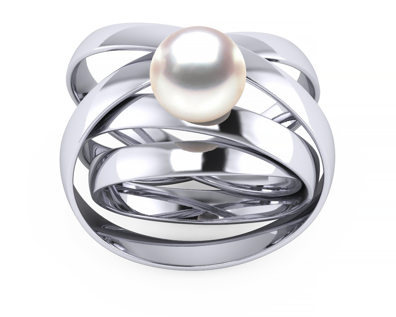 Japanese Akoya Atomic Ribbon Ring