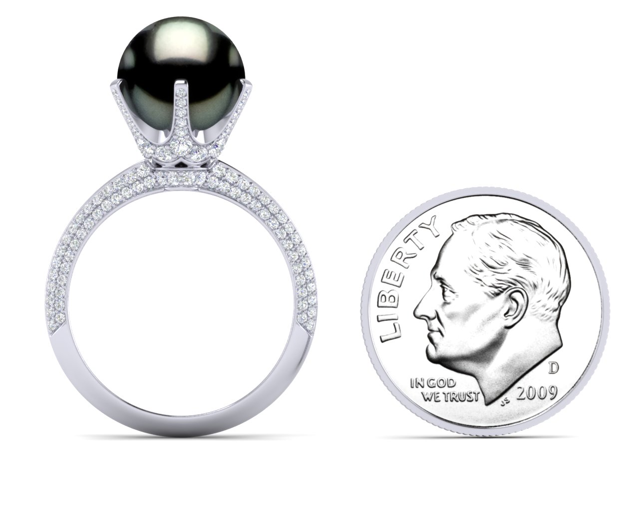 Tahitian Pearl Knife Edge 6 Prong Pave 