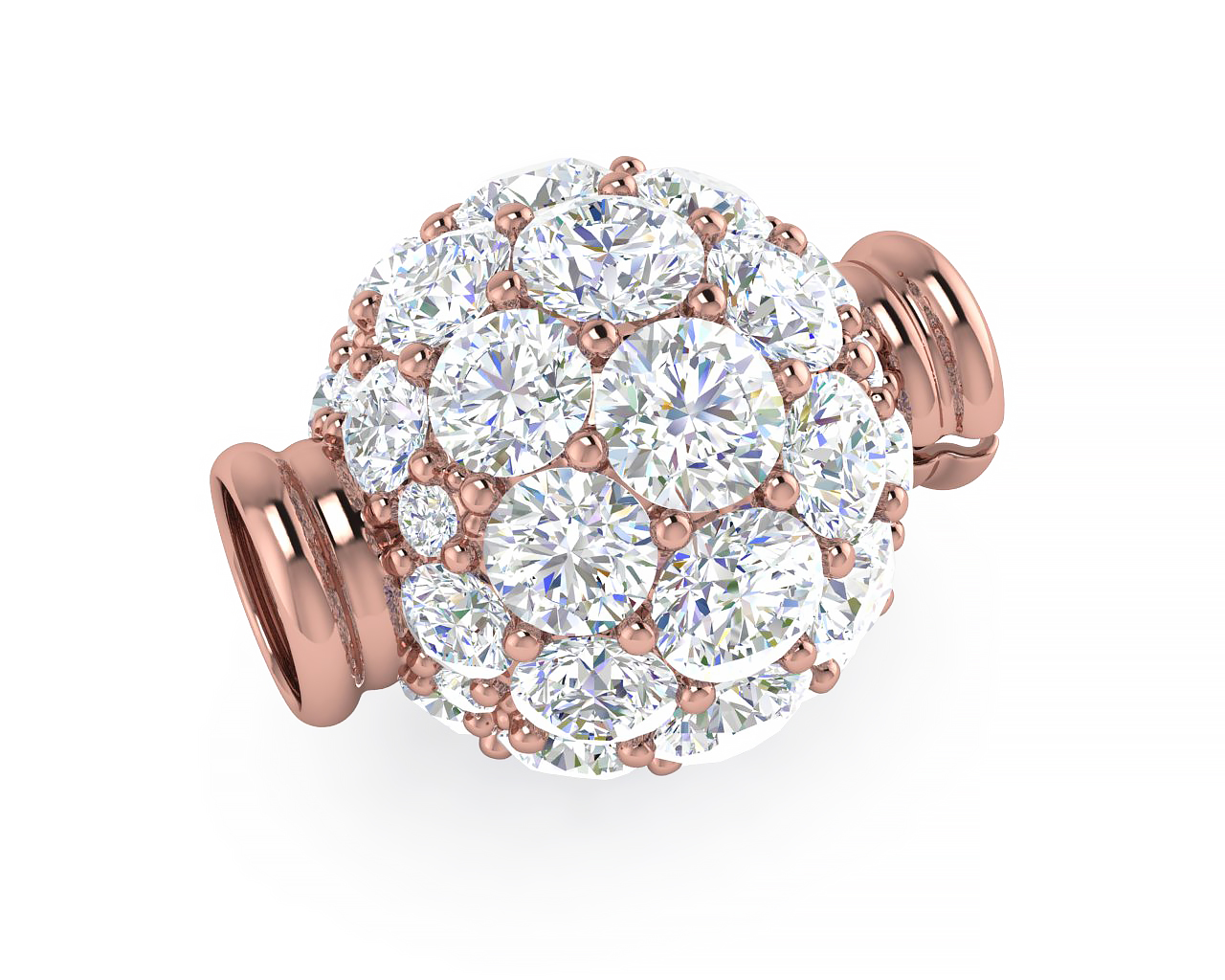 Multi Size Diamond Ball Clasp in White Gold