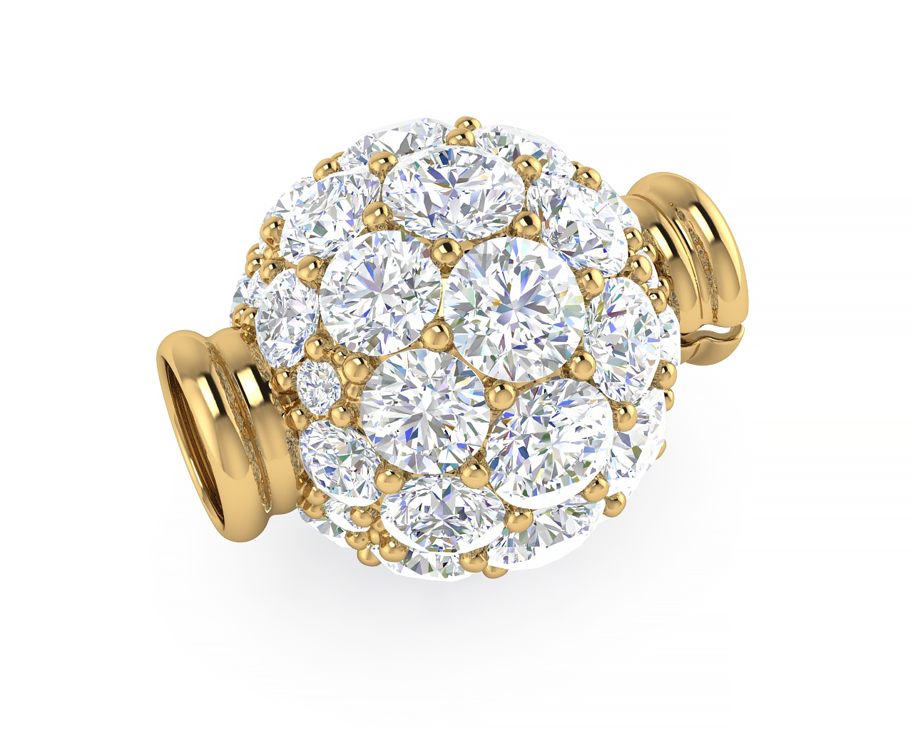 Multi Size Diamond Ball Clasp in Yellow Gold