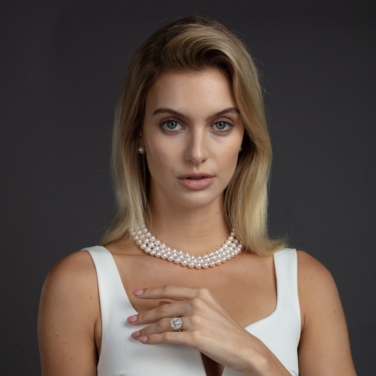 Triple Strand Pearl Necklace 