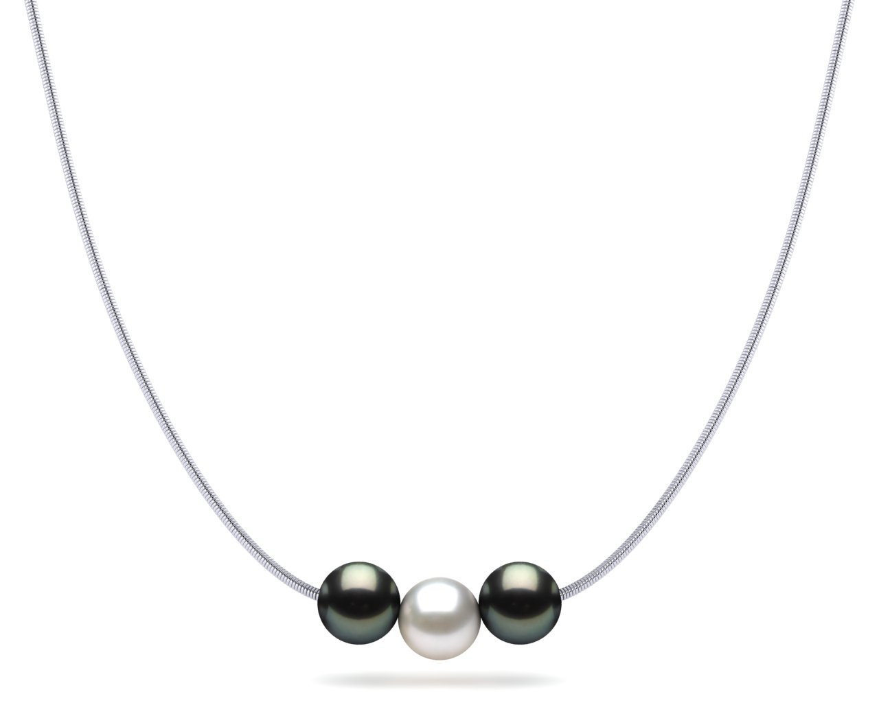 Tahitian Pearl Black and White Pearls on Snake Chain