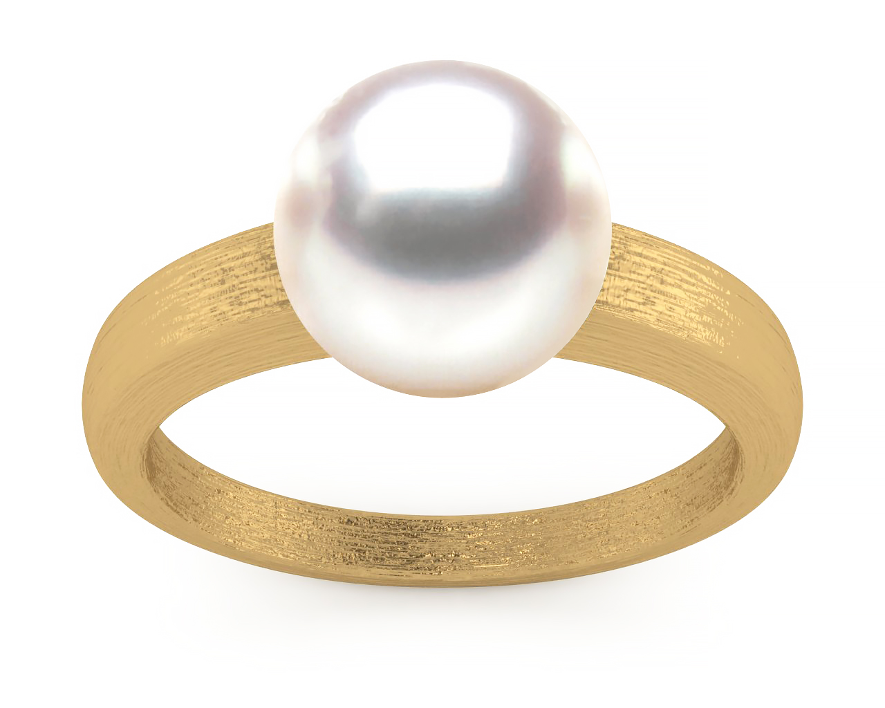 Akoya Pearl Steel Ring Brush Finish