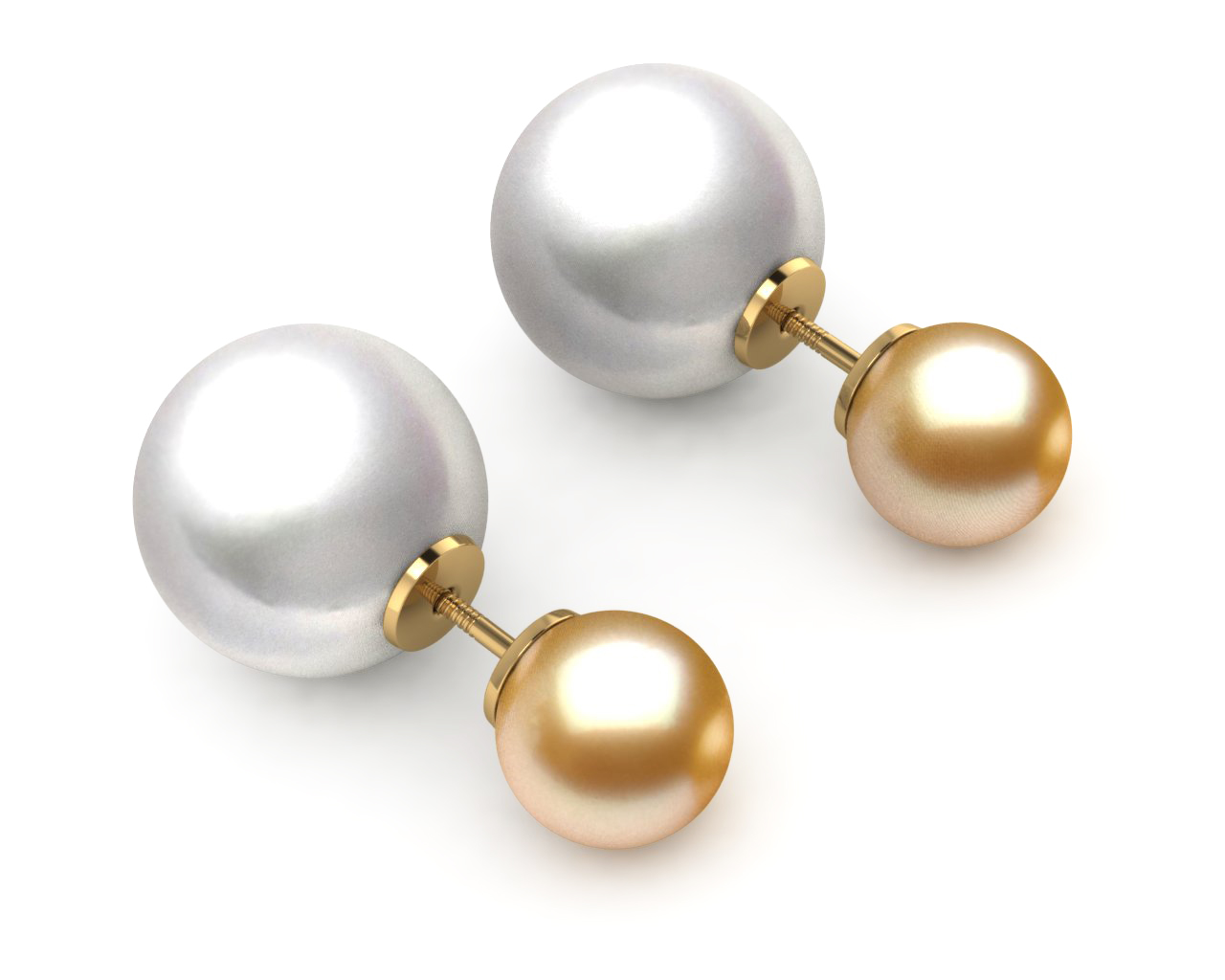 White Pearl & Golden Duplex South Sea Pearl Earring